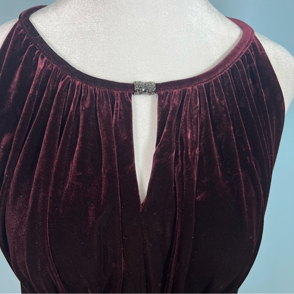 Oleg Cassini Burgundy Velvet Elegant Sheath Maxi Dress Size 14W (Altered) - Picture 9 of 14